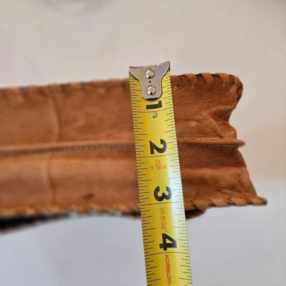 Sarep + Rose Womens Genuine Leather Handwoven Fabric Top Handle Handbag Brown - Picture 8 of 10